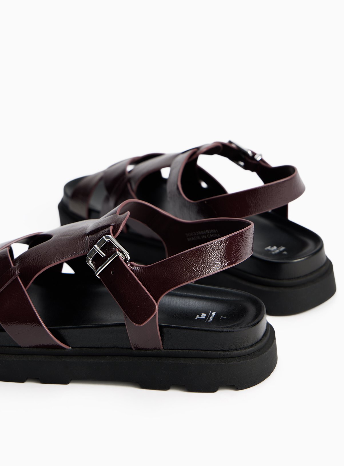 Burgundy Chunky Cleated Sandals 4 - Image 4 thumbnail